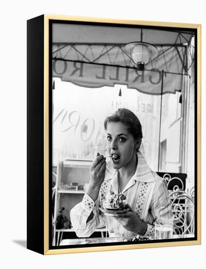 Virna Lisi Eating an Ice-Cream in Rome-Angelo Cozzi-Framed Premier Image Canvas