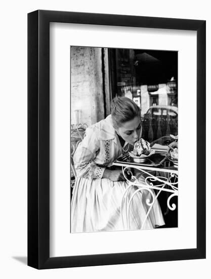 Virna Lisi Eating an Ice-Cream in Rome-Angelo Cozzi-Framed Photographic Print