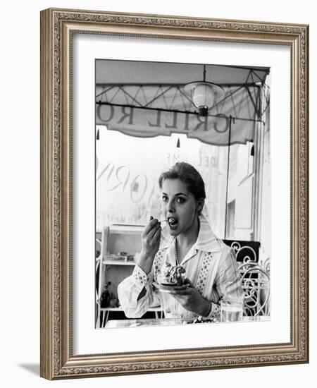 Virna Lisi Eating an Ice-Cream in Rome-Angelo Cozzi-Framed Photographic Print