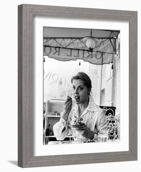 Virna Lisi Eating an Ice-Cream in Rome-Angelo Cozzi-Framed Photographic Print