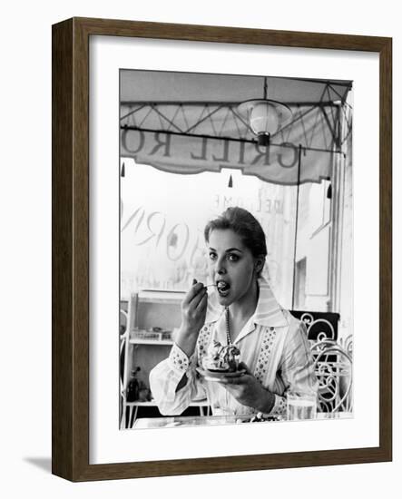 Virna Lisi Eating an Ice-Cream in Rome-Angelo Cozzi-Framed Photographic Print