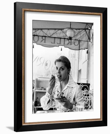 Virna Lisi Eating an Ice-Cream in Rome-Angelo Cozzi-Framed Photographic Print