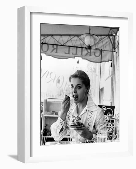 Virna Lisi Eating an Ice-Cream in Rome-Angelo Cozzi-Framed Photographic Print