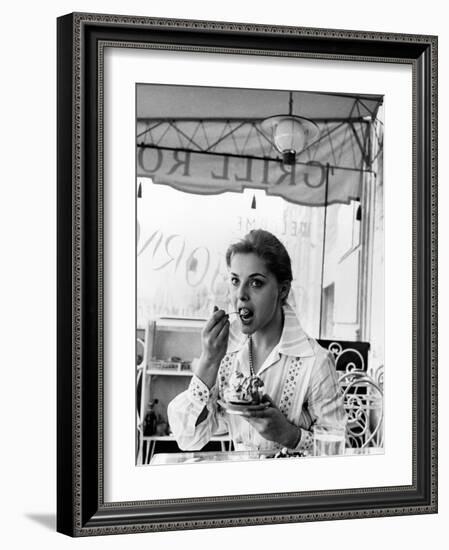 Virna Lisi Eating an Ice-Cream in Rome-Angelo Cozzi-Framed Photographic Print