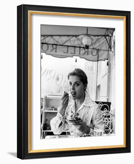 Virna Lisi Eating an Ice-Cream in Rome-Angelo Cozzi-Framed Photographic Print