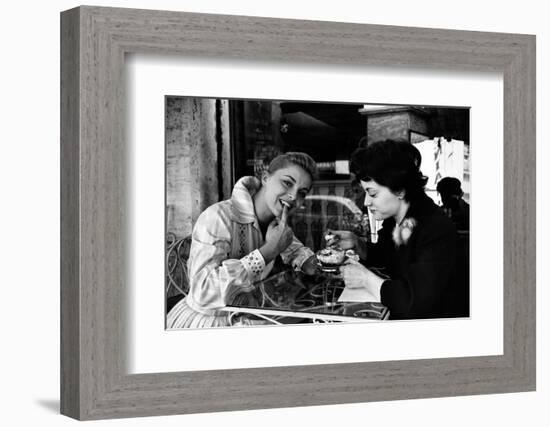 Virna Lisi Eating an Ice-Cream with Her Sister Esperia Pieralisi in Rome-Angelo Cozzi-Framed Photographic Print