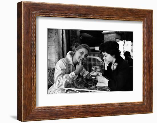 Virna Lisi Eating an Ice-Cream with Her Sister Esperia Pieralisi in Rome-Angelo Cozzi-Framed Photographic Print