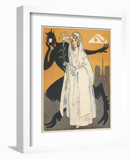 Virtuous French Girl on the Way to Her First Communion Encounters a Devil-Auguste Roubille-Framed Art Print