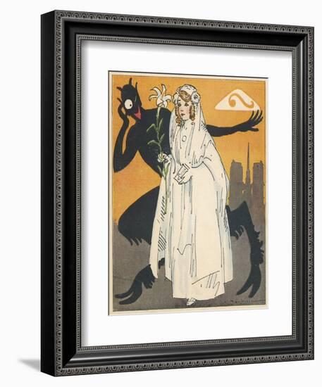 Virtuous French Girl on the Way to Her First Communion Encounters a Devil-Auguste Roubille-Framed Art Print