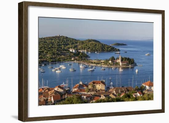 Vis Town, Franciscan Monastery and Harbor, Vis Island, Croatia-Peter Adams-Framed Photographic Print