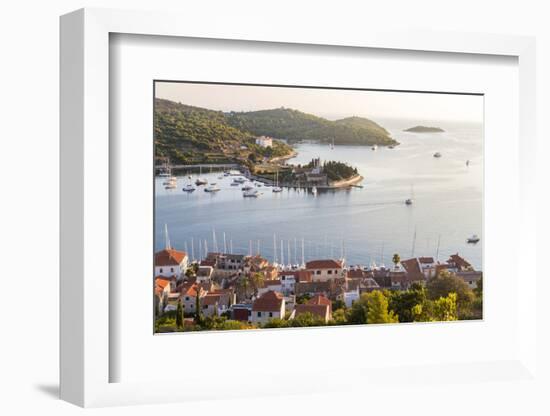 Vis Town, Franciscan Monastery and Harbor, Vis Island, Croatia-Peter Adams-Framed Photographic Print