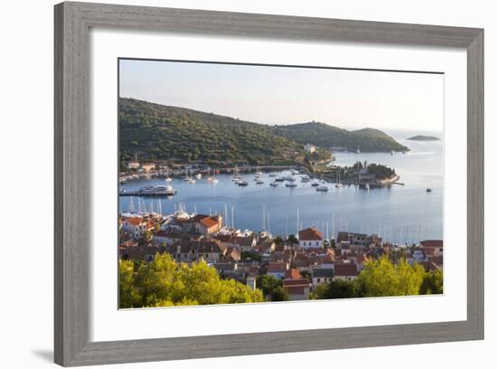 Vis Town, Franciscan Monastery and Harbor, Vis Island, Croatia-Peter Adams-Framed Photographic Print