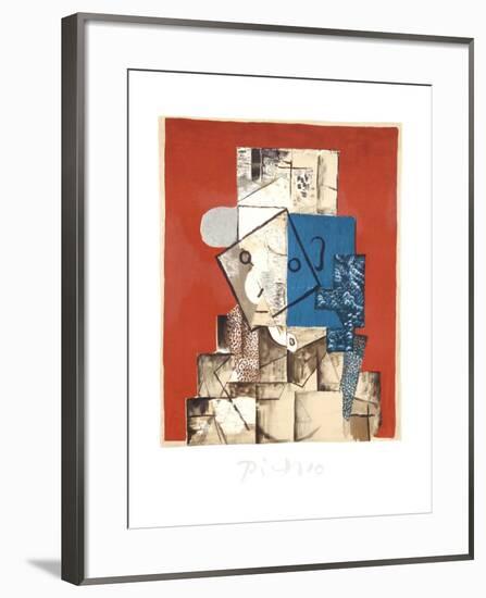 Visage sur Fond Rouge-Pablo Picasso-Framed Collectable Print