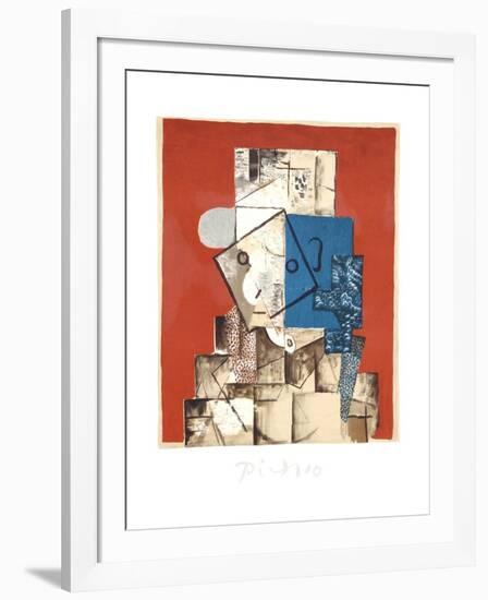 Visage sur Fond Rouge-Pablo Picasso-Framed Collectable Print