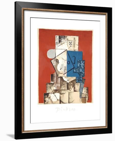 Visage sur Fond Rouge-Pablo Picasso-Framed Collectable Print