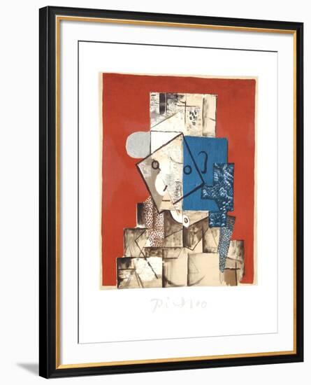 Visage sur Fond Rouge-Pablo Picasso-Framed Collectable Print