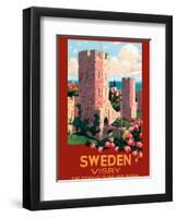 Visby, Sweden - The Town of Ruins and Roses - City Wall-Ivar Gull-Framed Art Print