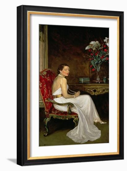 Viscountess Wimborne (Oil on Canvas)-John Lavery-Framed Giclee Print