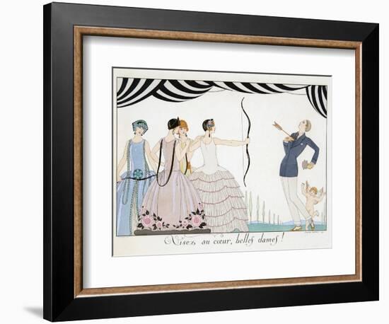 Visez Au Coeur, Belles Dames!, by H. Reidel, 1924 (Pochoir Print)-Georges Barbier-Framed Giclee Print