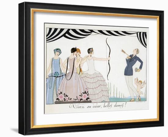 Visez Au Coeur, Belles Dames!, by H. Reidel, 1924 (Pochoir Print)-Georges Barbier-Framed Giclee Print