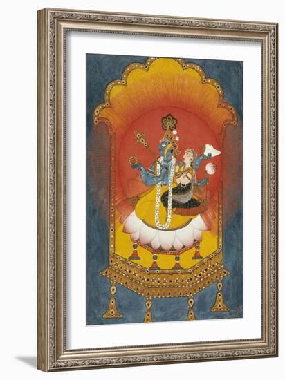 Vishnu and Lakshmi Enthroned, Basohli School circa 1690-null-Framed Giclee Print
