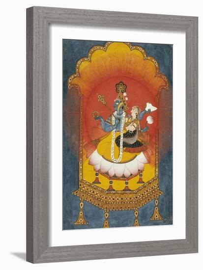 Vishnu and Lakshmi Enthroned, Basohli School circa 1690-null-Framed Giclee Print