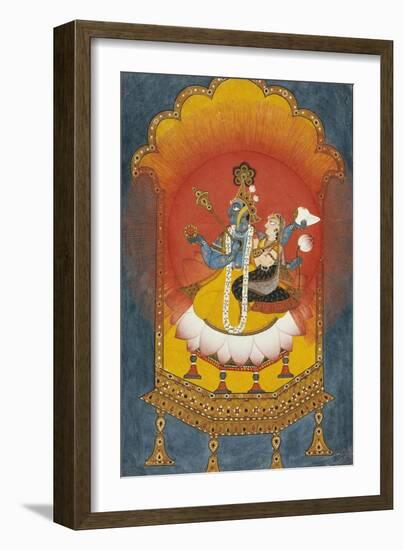 Vishnu and Lakshmi Enthroned, Basohli School circa 1690-null-Framed Giclee Print