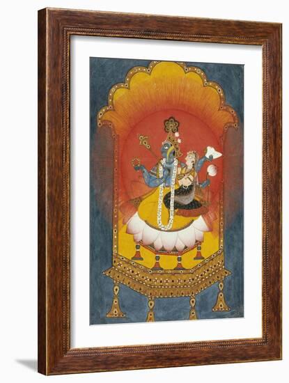 Vishnu and Lakshmi Enthroned, Basohli School circa 1690-null-Framed Giclee Print