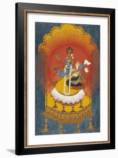 Vishnu and Lakshmi Enthroned, Basohli School circa 1690-null-Framed Giclee Print