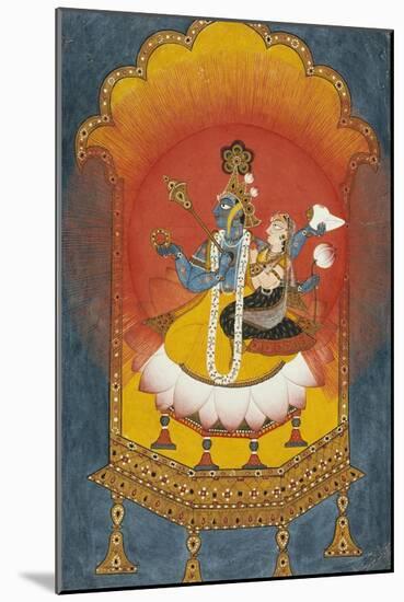 Vishnu and Lakshmi Enthroned, Basohli School circa 1690-null-Mounted Giclee Print