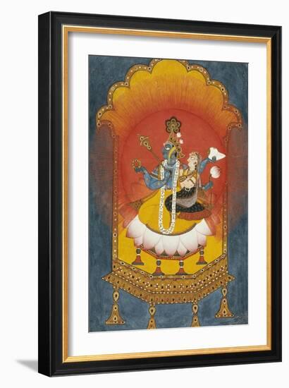 Vishnu and Lakshmi Enthroned, Basohli School circa 1690--Framed Giclee Print