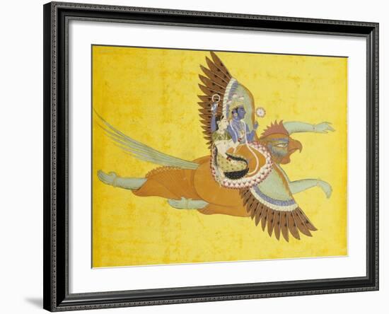 Vishnu and Lakshmi on Garuda Bundi, circa 1700-null-Framed Giclee Print