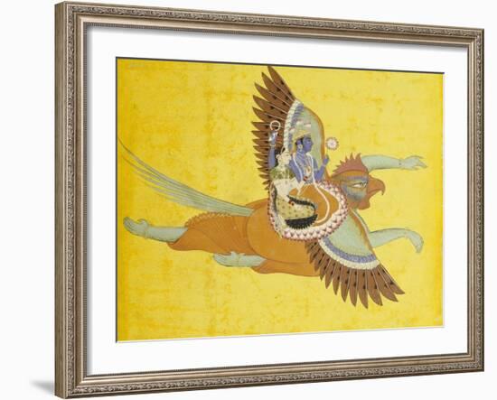 Vishnu and Lakshmi on Garuda Bundi, circa 1700-null-Framed Giclee Print