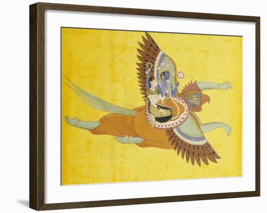 Vishnu and Lakshmi on Garuda Bundi, circa 1700-null-Framed Giclee Print