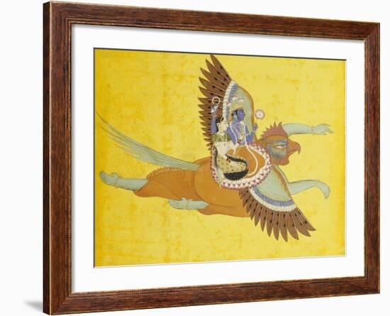 Vishnu and Lakshmi on Garuda Bundi, circa 1700-null-Framed Giclee Print