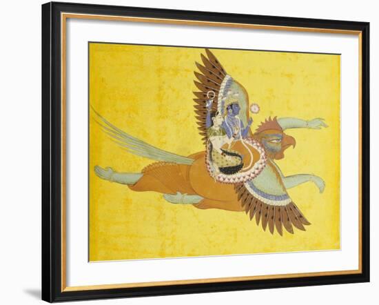 Vishnu and Lakshmi on Garuda Bundi, circa 1700-null-Framed Giclee Print