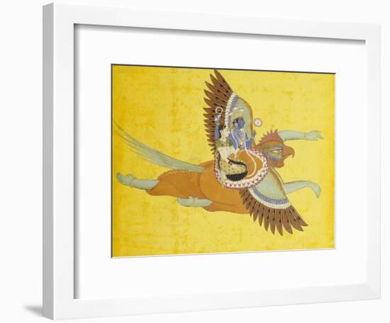 Vishnu and Lakshmi on Garuda Bundi, circa 1700-null-Framed Giclee Print