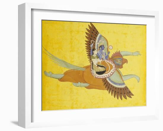 Vishnu and Lakshmi on Garuda Bundi, circa 1700-null-Framed Giclee Print