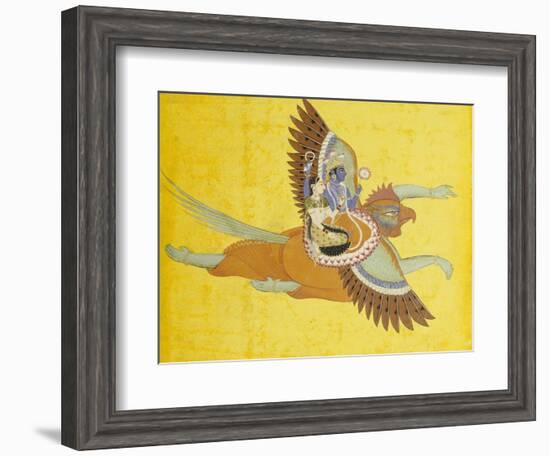 Vishnu and Lakshmi on Garuda Bundi, circa 1700-null-Framed Giclee Print