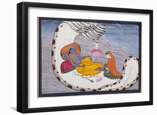 Vishnu and Lakshmi on the Serpent of Eternity--Framed Giclee Print