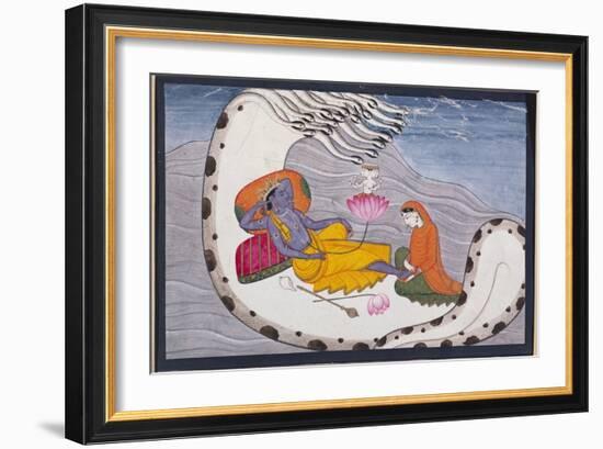 Vishnu and Lakshmi on the Serpent of Eternity-null-Framed Giclee Print