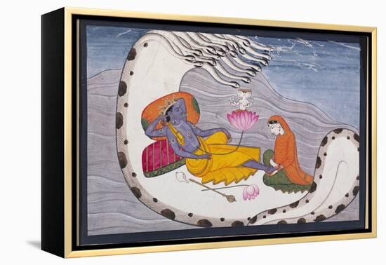 Vishnu and Lakshmi on the Serpent of Eternity-null-Framed Premier Image Canvas