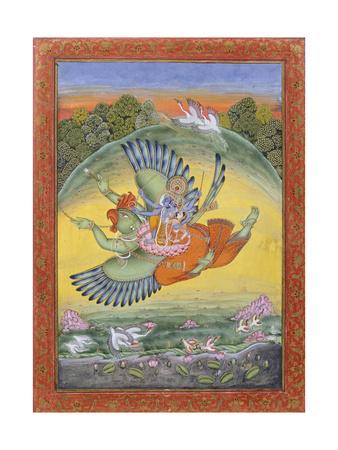 Fine Art Print India Miniature Painting Reproduction Vishnu with Lakshmi