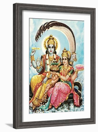 Vishnu and Lakshmi-null-Framed Art Print