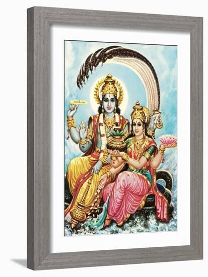 Vishnu and Lakshmi-null-Framed Art Print