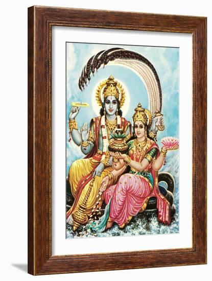 Vishnu and Lakshmi-null-Framed Art Print