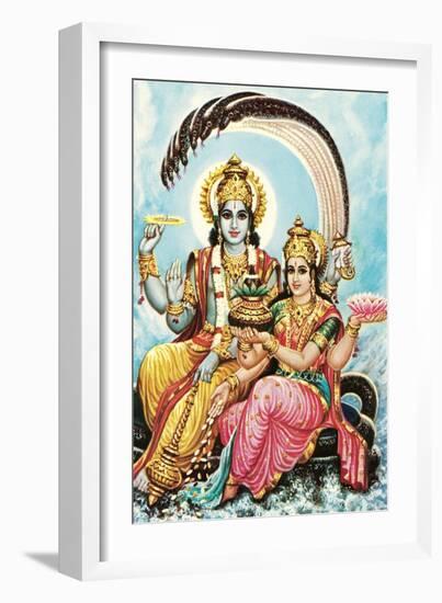 Vishnu and Lakshmi-null-Framed Art Print