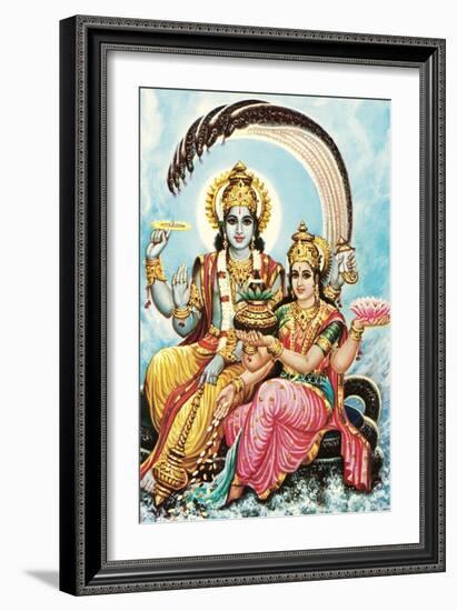 Vishnu and Lakshmi-null-Framed Art Print