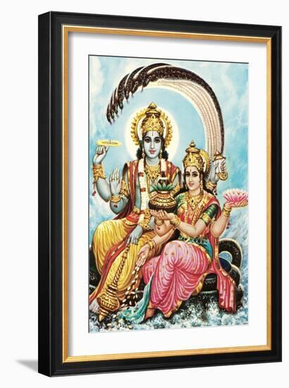 Vishnu and Lakshmi-null-Framed Art Print