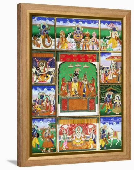 Vishnu in the Centre of His Ten Avatars, Jaipur, Rajasthan-null-Framed Premier Image Canvas